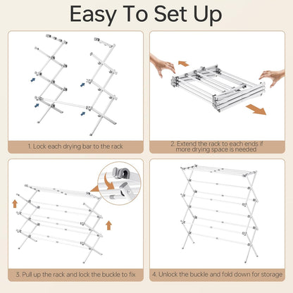 APEXCHASER Drying Rack Clothing, Clothes Drying Rack Foldable, Laundry Drying Rack Expandable