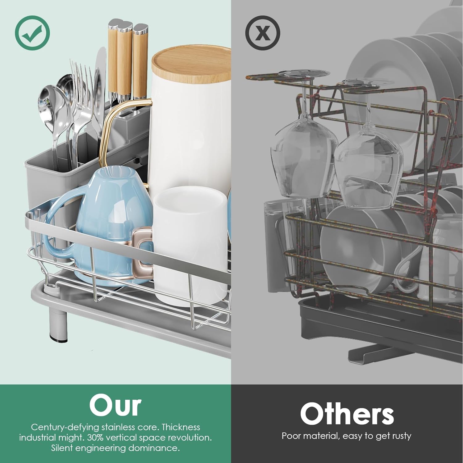 MOUKABAL Dish Drying Rack - Stainless Steel Dish Rack, Dish Racks for Kitchen Counter, Drying Rack