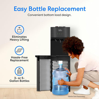 Brio Self Cleaning Bottom Loading Water Cooler Water Dispenser – Black Stainless Steel - 3