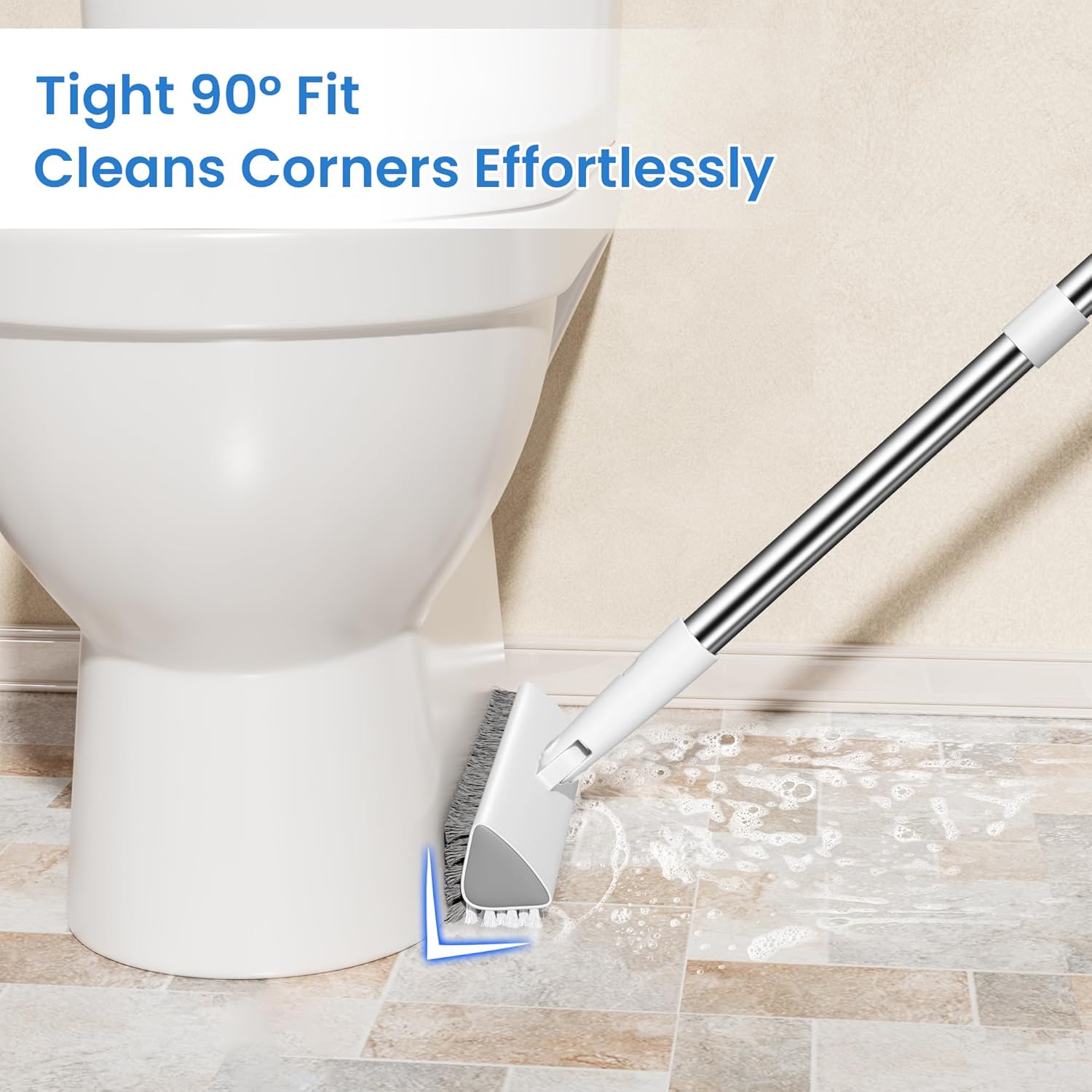 Floor Scrub Brush and Grout Brush with Long Handle–Deck Brushes for Scrubbing Heavy Duty, Stiff