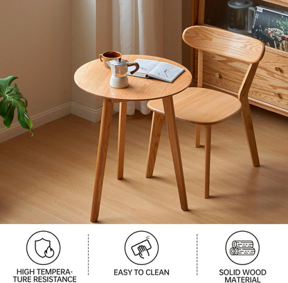 100% Solid Oak Small Tall Side Table, Mid Century Modern Coffee Table for Small Spaces, Living Room