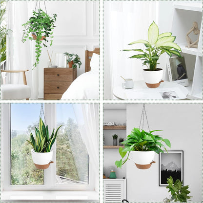 Hanging Planters for Indoor Outdoor Plants, 2 Pack Self Watering Hanging Pot with Drainage Holes &