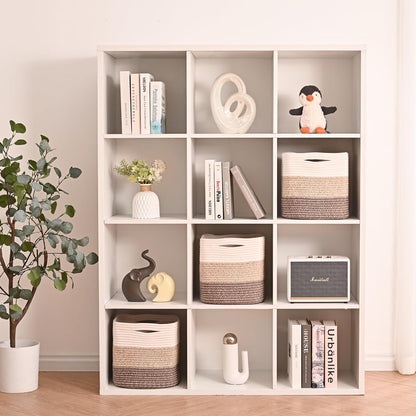 11 Inch Cube Storage Bins, Storage Cube Organizer Bins, Woven Cotton Rope Baskets for Storage
