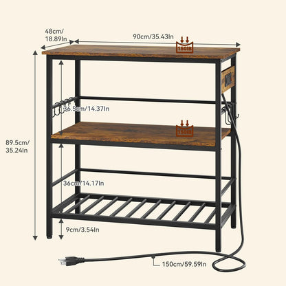 IBUYKE Kitchen Island with Storage, Bakers Rack with Power Outlet,Microwave Stand with Large