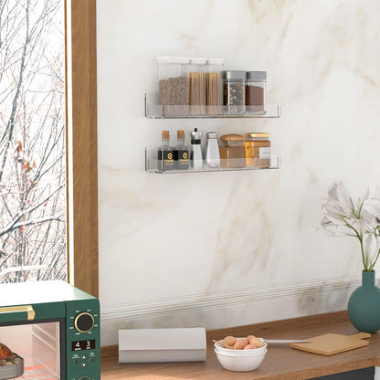 Acrylic Spice Rack Wall Mount, Hanging Spice Shelf Racks for Seasonings, Kitchen Spice Jars Wall