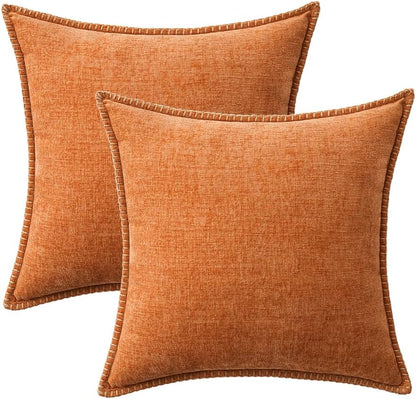 MIULEE Pack of 2 Fall Couch Throw Pillow Covers 20x20 Inch Orange Farmhouse Decorative Pillow