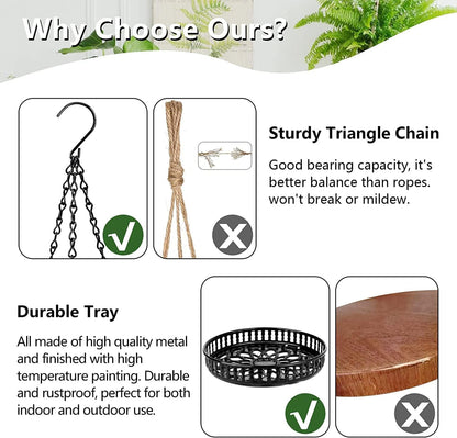 Plant Hanger Indoor Outdoor, 2 Tier Hanging Planter Plant Shelf, Metal Hanging Plants Holder for
