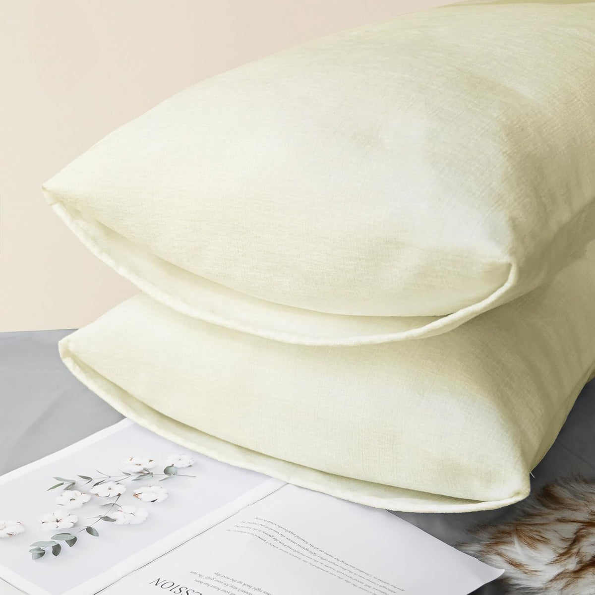 CaliTime Throw Pillow Covers Decorative 20 X 26 Inches Pack of 2 Cozy Chenille Standard Pillow