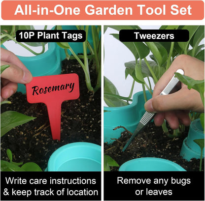 Vertical Planter, 7 Tier Stackable Strawberry Planter with Garden Tool Set, Movable Indoor/Outdoor