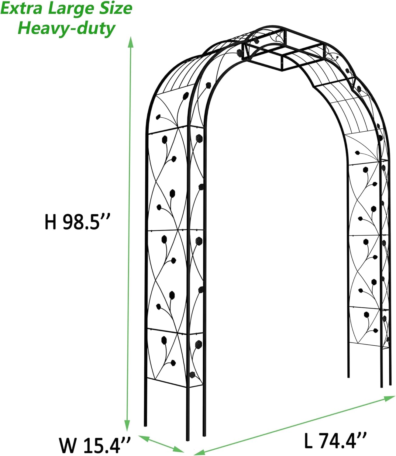 Metal Garden Arch 98.4" H Garden Arbor Trellis for Outdoor Climbing Plants Support Rose Lawn Tall