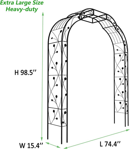 Metal Garden Arch 98.4" H Garden Arbor Trellis for Outdoor Climbing Plants Support Rose Lawn Tall