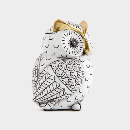 Owl Statue for Home Decor Accents,Owl Decor for Bookshelf Bedroom Living Room Office Table Desk
