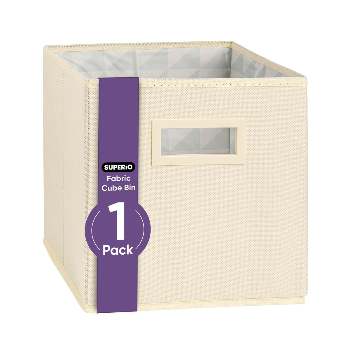 Superio Fabric Storage Basket for Shelves, Cube Bin for Cubby, 10.75 x 10.75 Foldable Open Storage