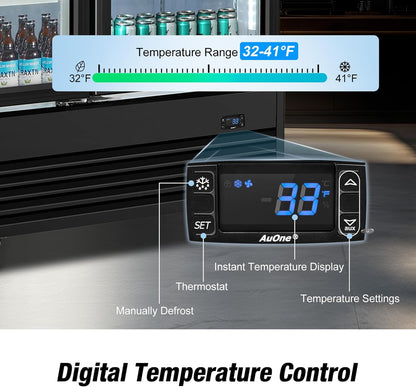 Commercial Beverage Refrigerator, 75" W 60 Cu. Ft. Commercial Drink Fridge, Display Refrigerator