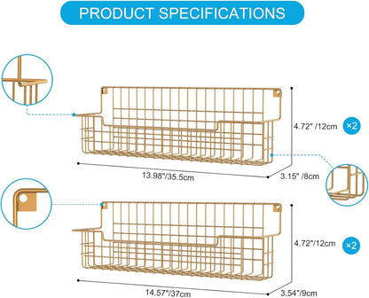 Spice Rack, 4-Pack Seasoning Organizer Wall Mounted for Kitchen Storage Organization, Metal Spice