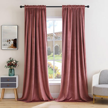 MIULEE Dusty Rose Pink Velvet Curtains Thermal Insulated Blackout Curtain Drapes for Bedroom Living