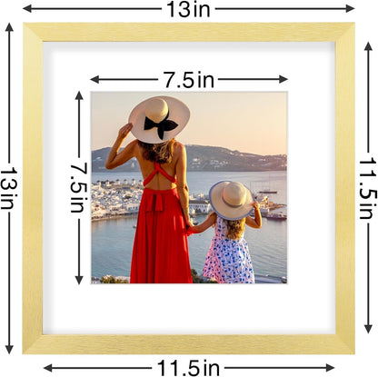 Vittanly 12x12 Picture Frames Set of 9, Shatter Resistant Plexiglass, Display 8x8 Pictures with Mat