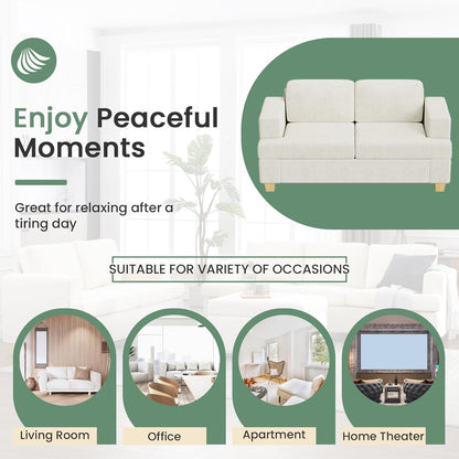 2 Piece Set Comfy Sofa Couch, 2 3-Seater Sofa with Deep Seats, Modern Sleeper Couch for Living