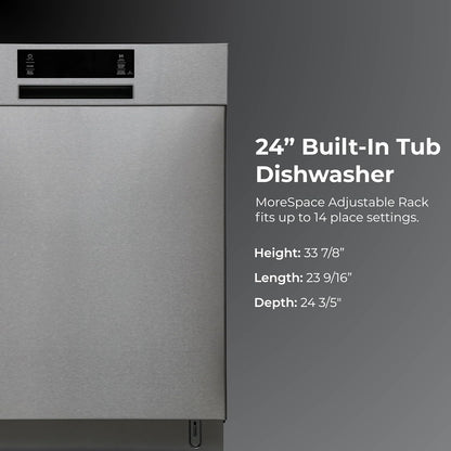 Kenmore 24" Built-in Stainless Steel Tub Dishwasher SmartWash, UltraWash, SmartDry Plus, MoreSpace
