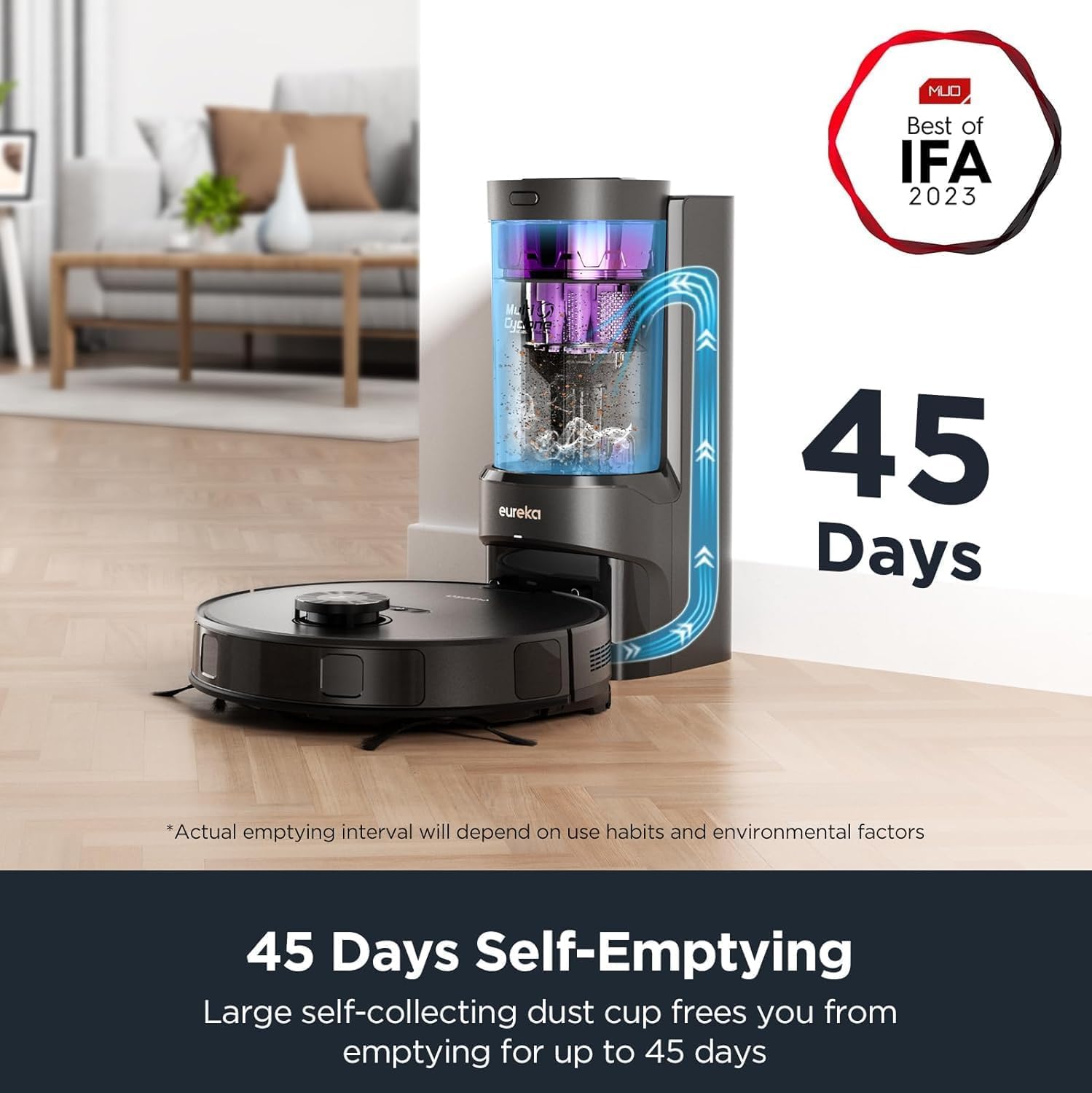 Eureka Robot Vacuum with Bagless Self Emptying Station, Robotic Vacuum Cleaner, 45-Day Capacity