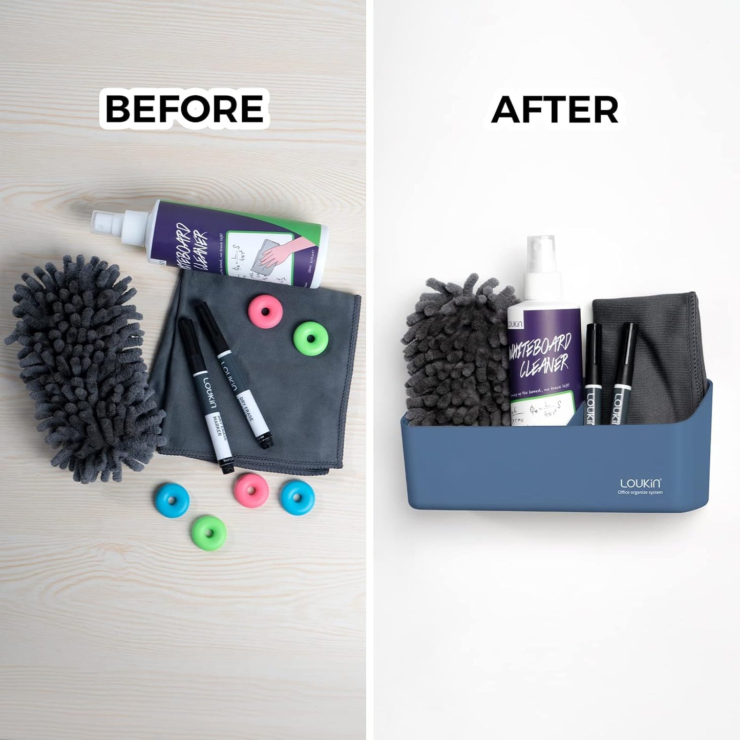 loukin Magnetic and Adhesive Marker Holder, Dry Erase Accessory Tray, Magnetic Storage Organizer