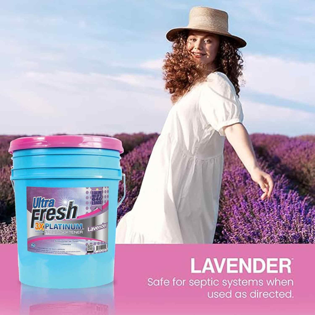 Ultra Fresh Platinum Fabric Softener for Laundry up to 640 Loads, Lavender, 5 Gallons - Fabric Odor