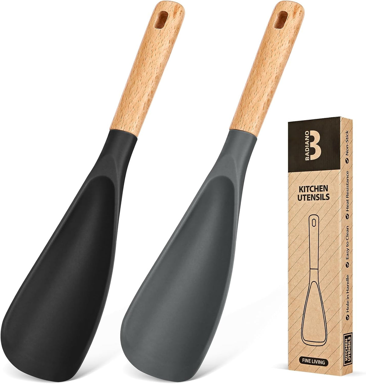 Cooking Spoon for Nonstick Cookwares, Great for Cooking and Serving Sturdy BPA-Free Matte Silicone