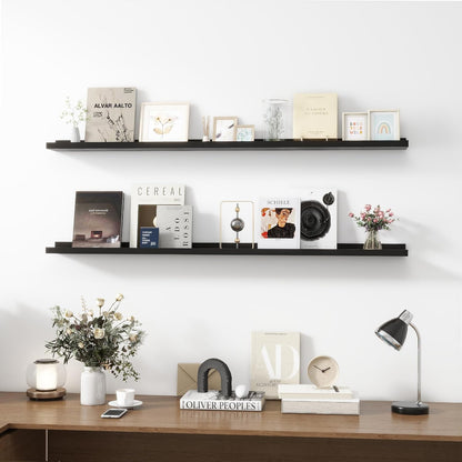 Picture Ledge Shelf, Wood Long Floating Shelves for Wall, Set of 2, 56 inch Picture Ledge Shelves