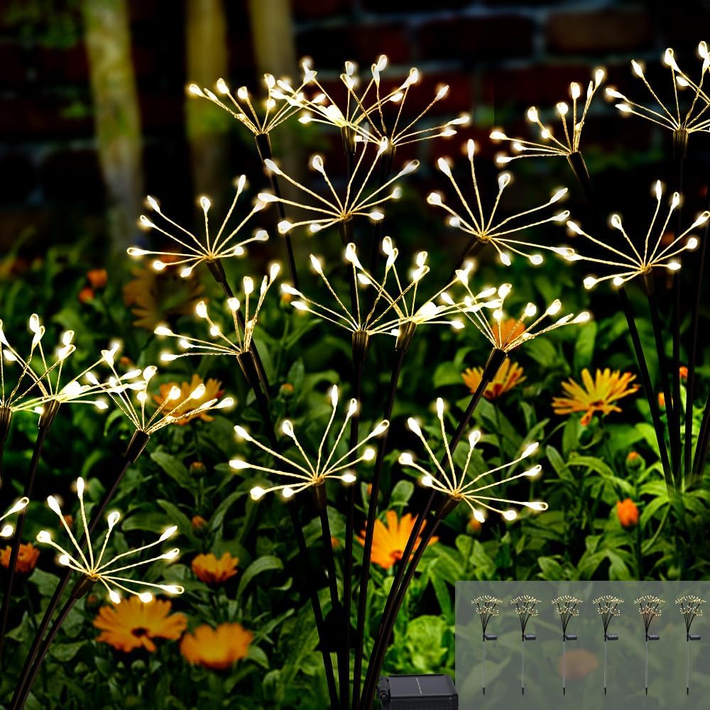 Kwaiffeo Solar Garden Lights Outdoor: Waterproof 2 Modes Twinkling Fireworks Light, Solar Lights