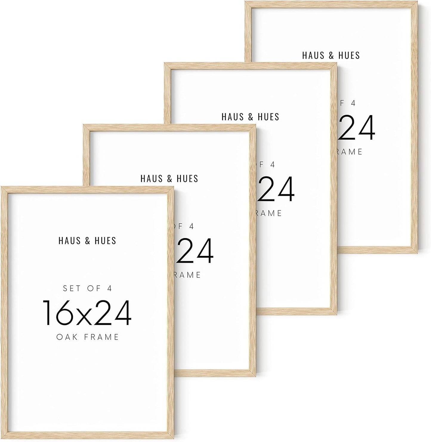HAUS AND HUES Picture Frames 16x24 - Set of 4 Standalone Beige Oak Frame 16x24 Picture Frames for