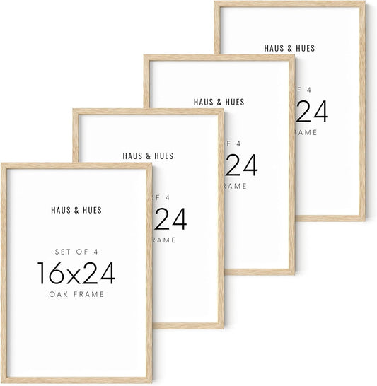 HAUS AND HUES Picture Frames 16x24 - Set of 4 Standalone Beige Oak Frame 16x24 Picture Frames for