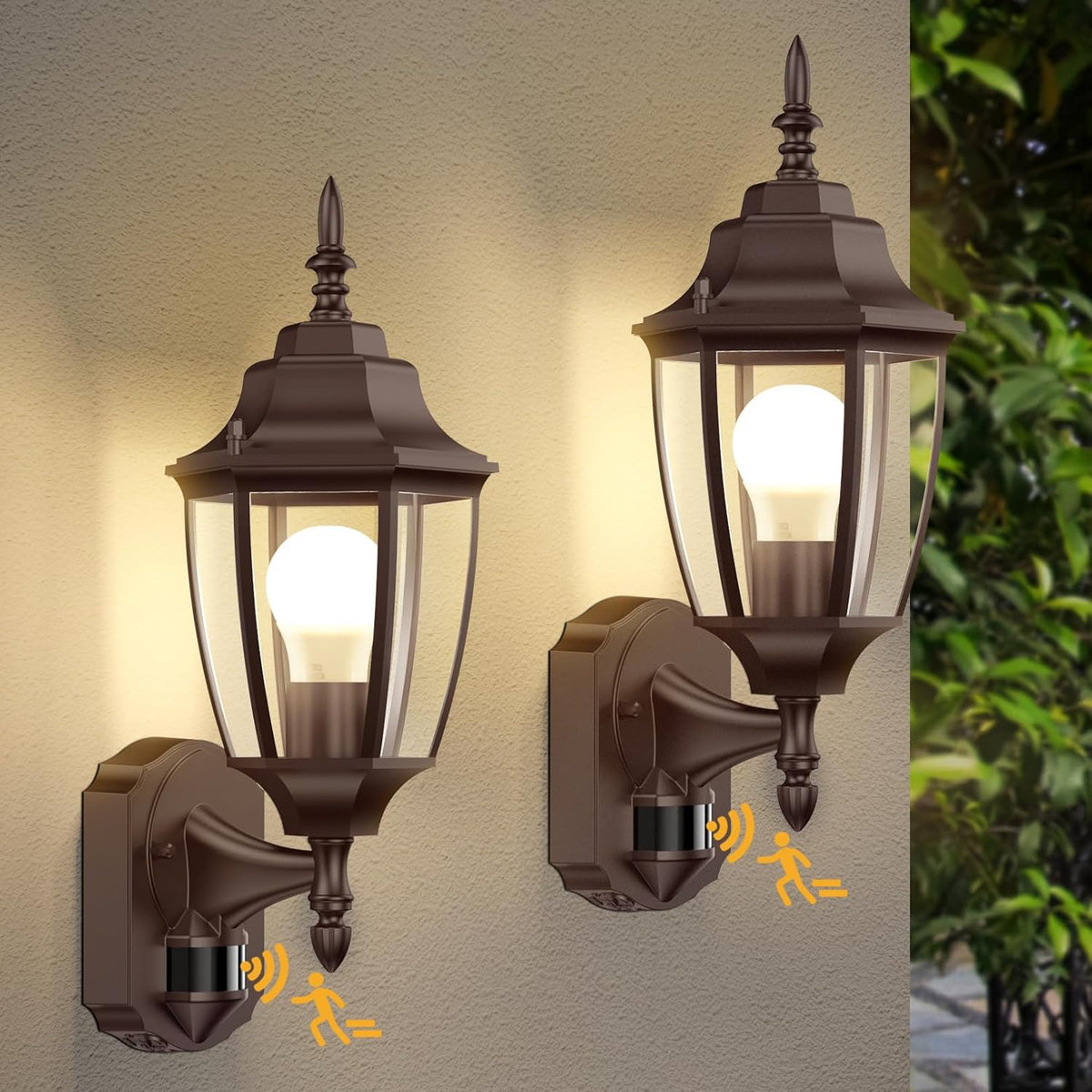 Lamomo Outdoor Wall Sconce, 2 Pack Dusk to Dawn Motion Sensor Bronze Outdoor Light Fixtures Wall
