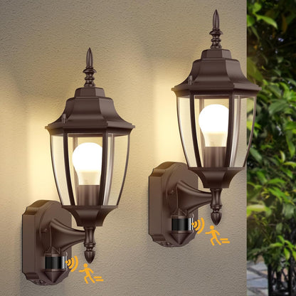 Lamomo Outdoor Wall Sconce, 2 Pack Dusk to Dawn Motion Sensor Bronze Outdoor Light Fixtures Wall