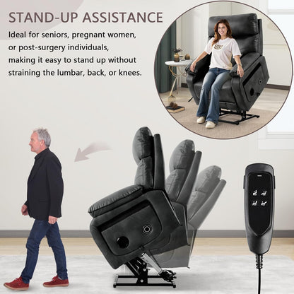 Dual Motor Power Lift Recliner Chair for Adult & Elderly, Infinite Position Lay Flat Lift Chair