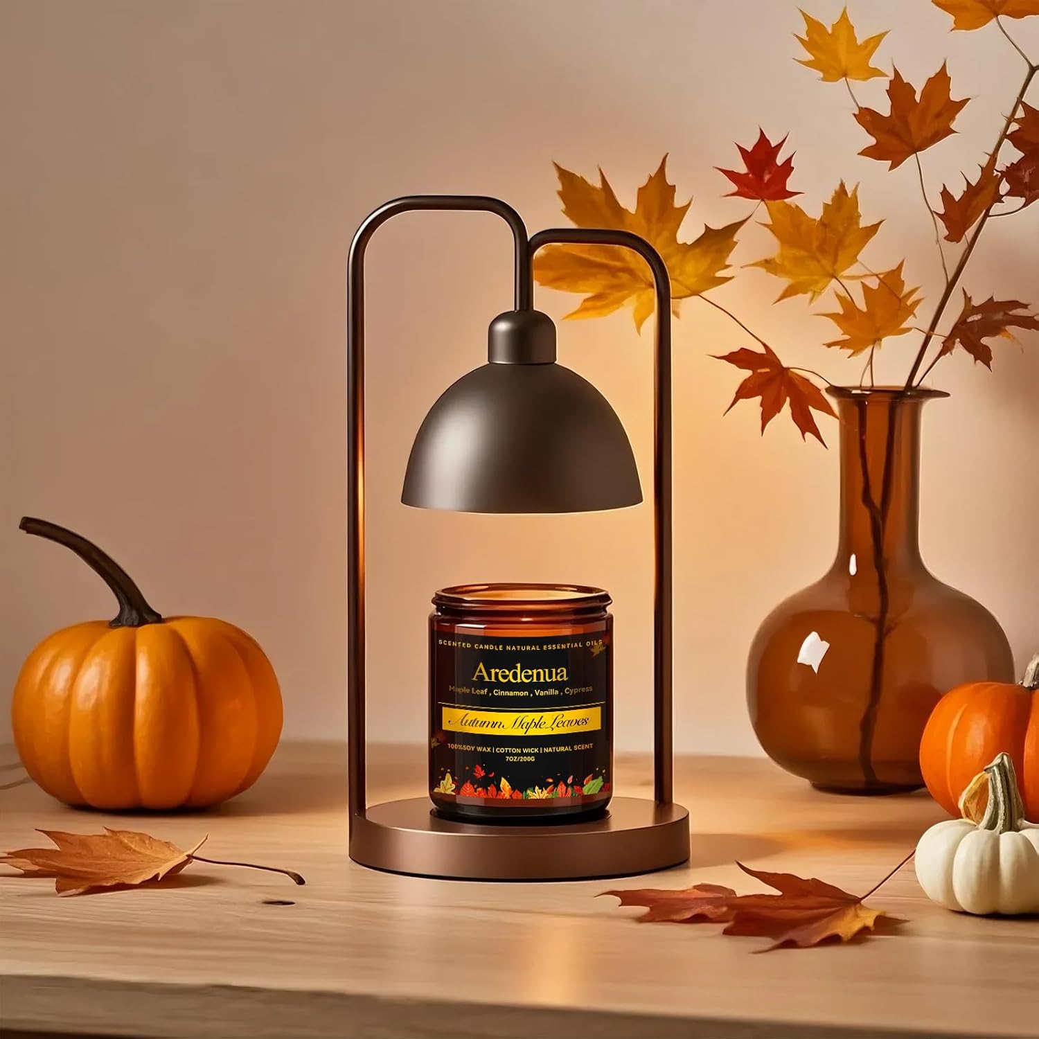 Fall Candle - Autumn Leaves Candle | Autumn Scented Candles for Home, 7oz Autumn Soy Candles for