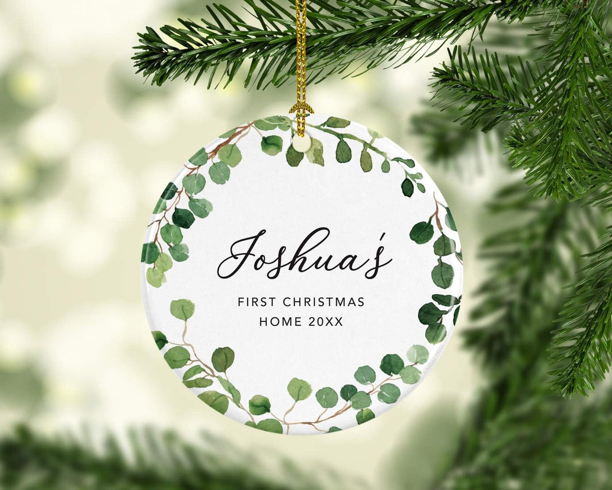 Andaz Press Personalized Round Ceramic Porcelain Christmas Tree Ornament Keepsake Collectible