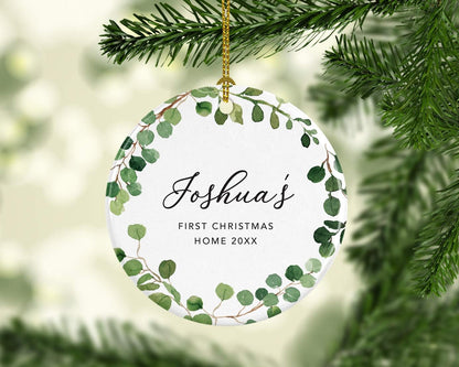 Andaz Press Personalized Round Ceramic Porcelain Christmas Tree Ornament Keepsake Collectible
