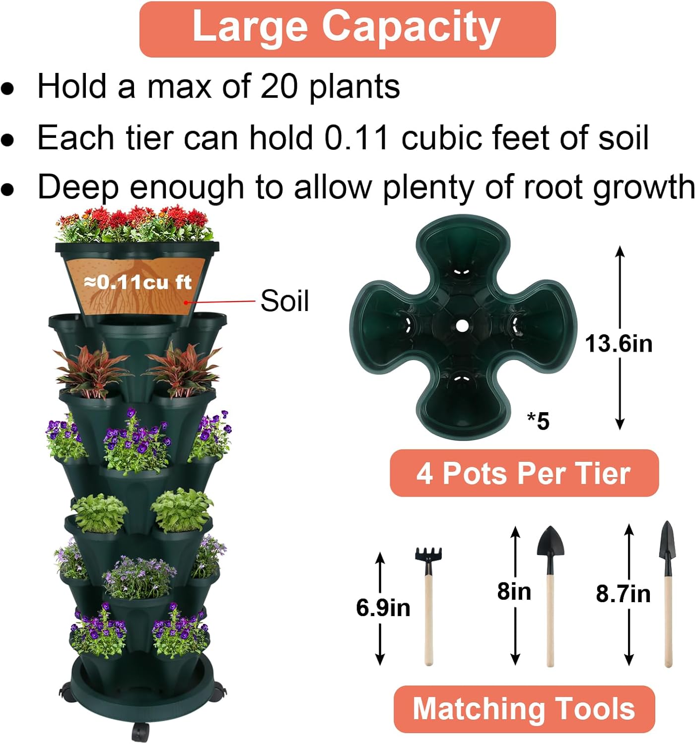 Vertical Planter 7 Tier Stackable Planters Garden Planters Strawberry Herb Flower and Vegetable