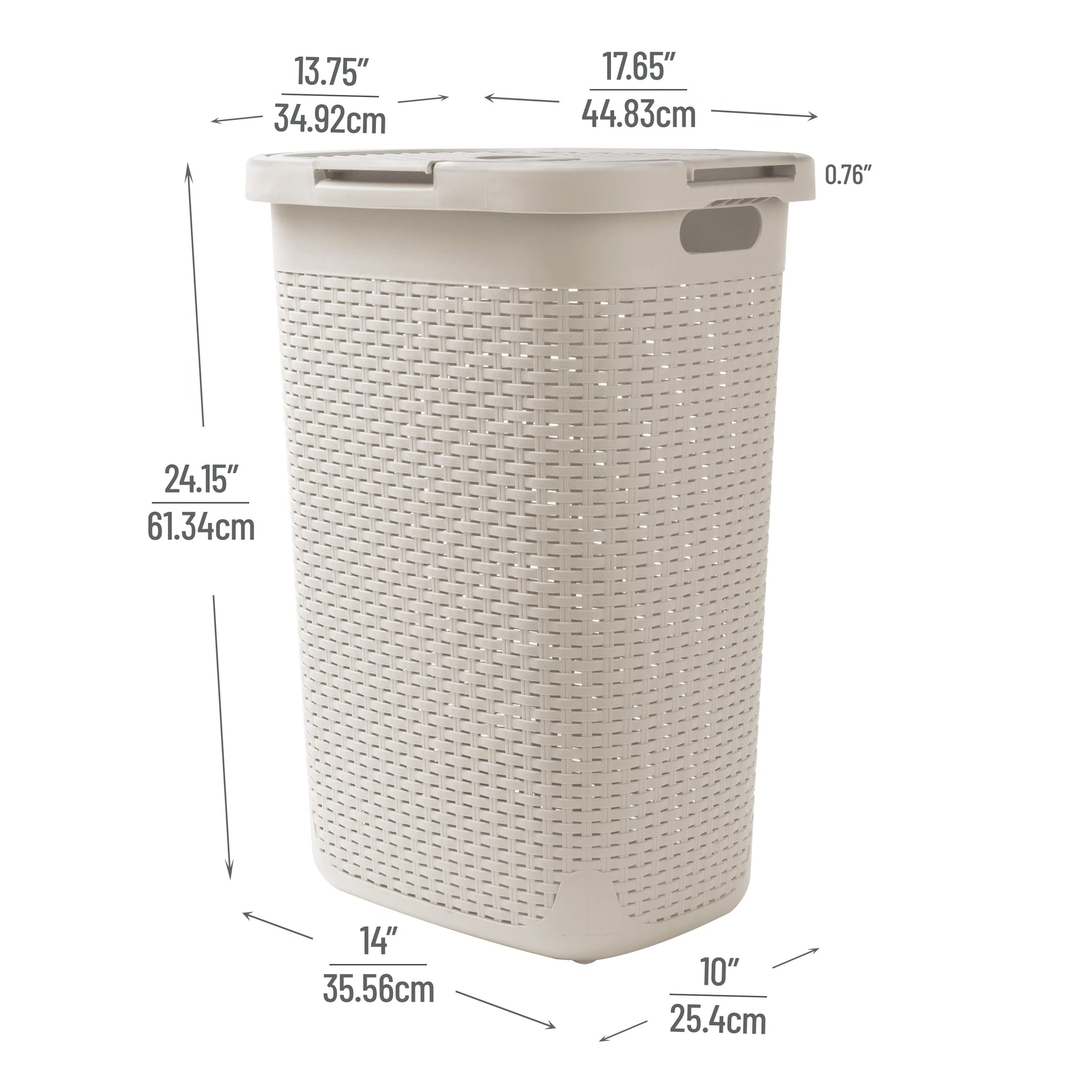Mind Reader Tall Tapered Laundry Hamper with Lid, 60L Clothes Basket, Narrow Base Design for
