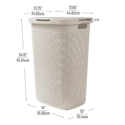 Mind Reader Tall Tapered Laundry Hamper with Lid, 60L Clothes Basket, Narrow Base Design for