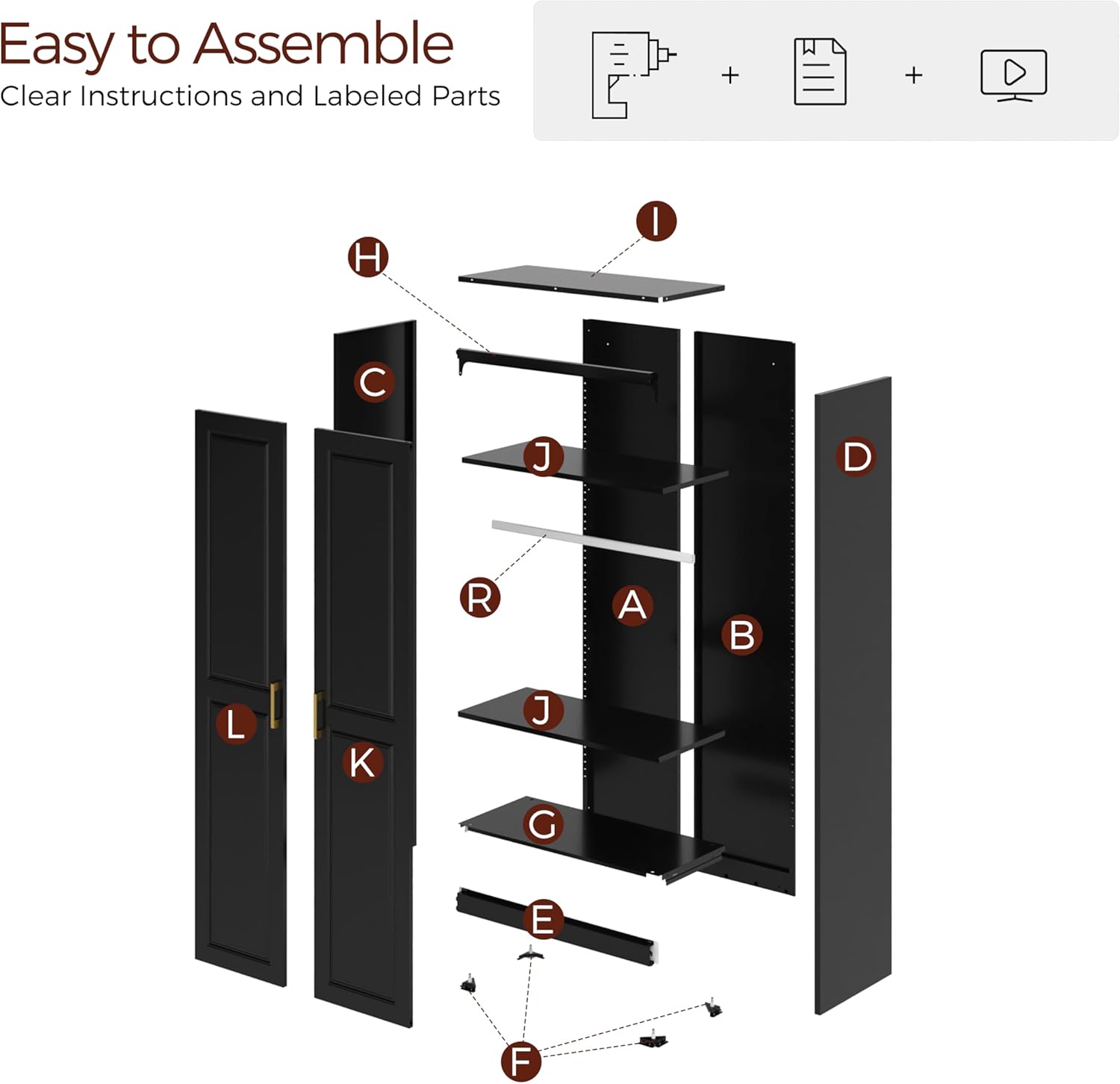 71" Metal Armoire Wardrobe Closet with 2 Doors, Tall Wardrobe Cabinet with Hanging Rod and