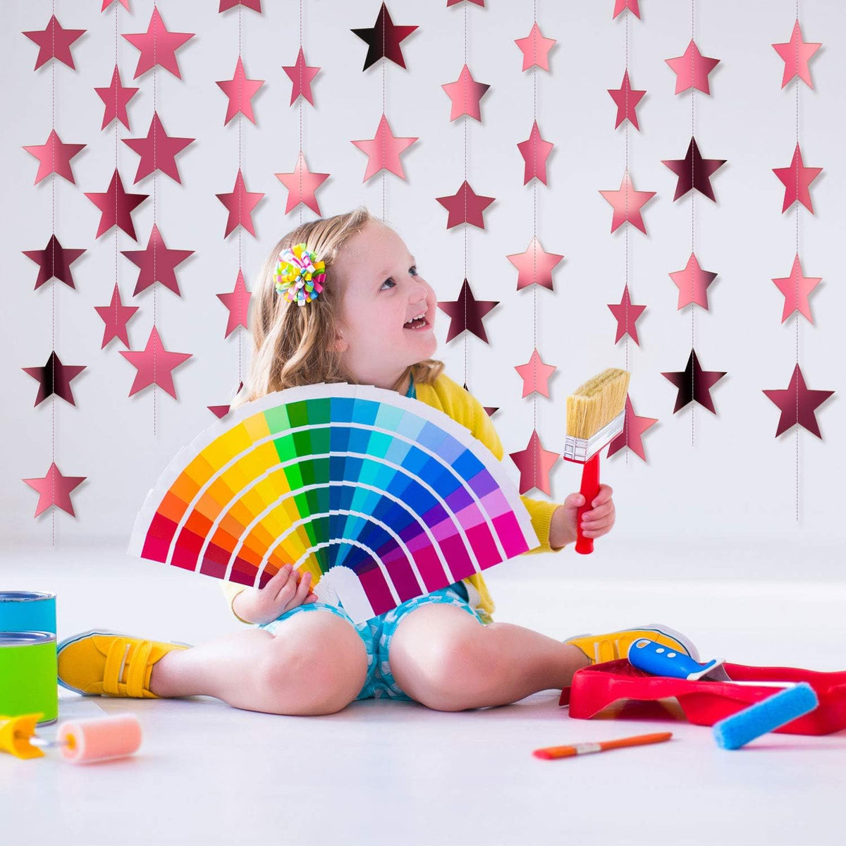 Patelai Glitter Star Garland Banner Decor 130 Feet Star Hanging Bunting Banner Twinkle Backdrop for