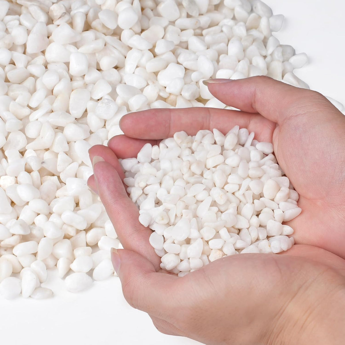 5 lbs White Aquarium Gravel, 1/5 Inch White Rocks for Plants, Small Pebbles for Vases, Succulents