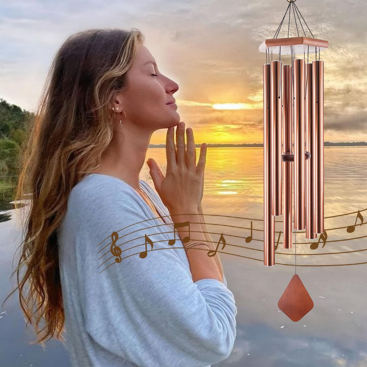 Wind Chimes Outdoor Large Deep Tone, 44 Inches Sympathy Wind Chimes Tuned Soothing Melody, Memorial