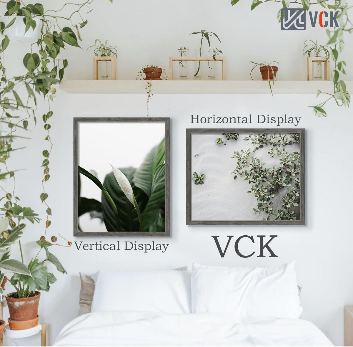 VCK 24x30 Frame Set of 3, Gray Solid Wood Poster Picture Frame, Exclusive Wood Grain, Wall Mounting