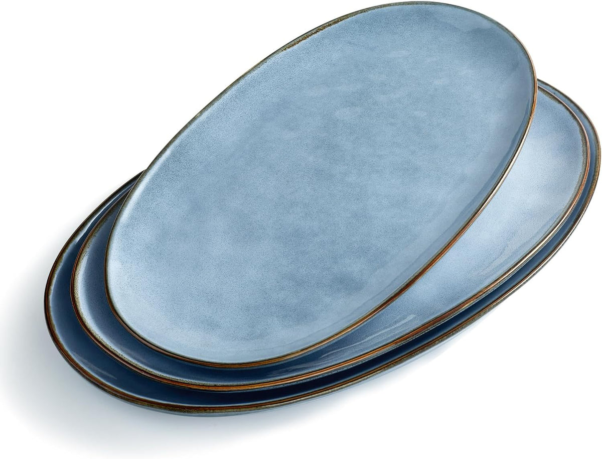 famiware Serving Platter, Oval 15.59/14.3/12.9inch Serving Dishes for Entertaining, Serving Bowls