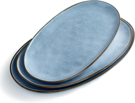 famiware Serving Platter, Oval 15.59/14.3/12.9inch Serving Dishes for Entertaining, Serving Bowls