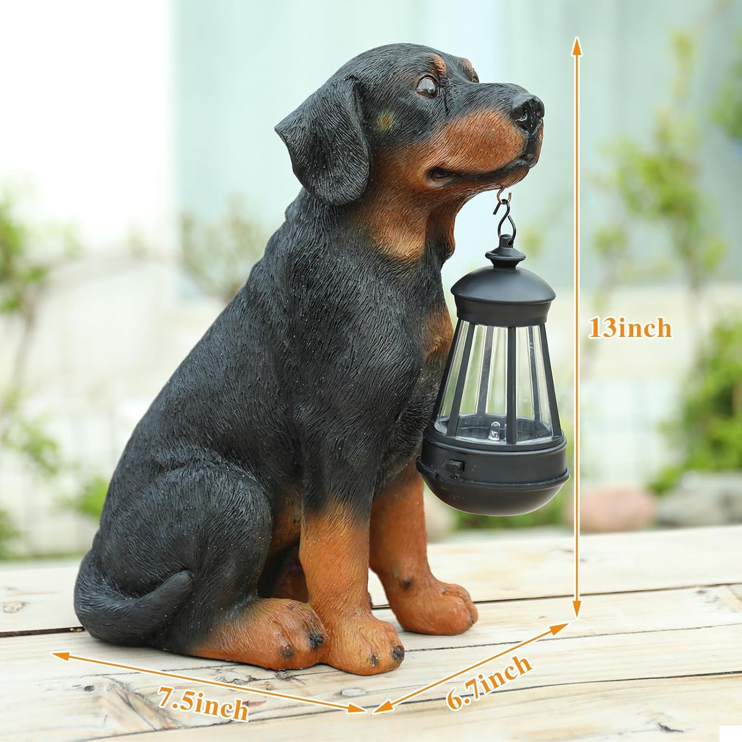 Garden Dog Statues Outdoor Decor, 13" Solar Powered LED Lights Outdoor Statue Garden Decorations