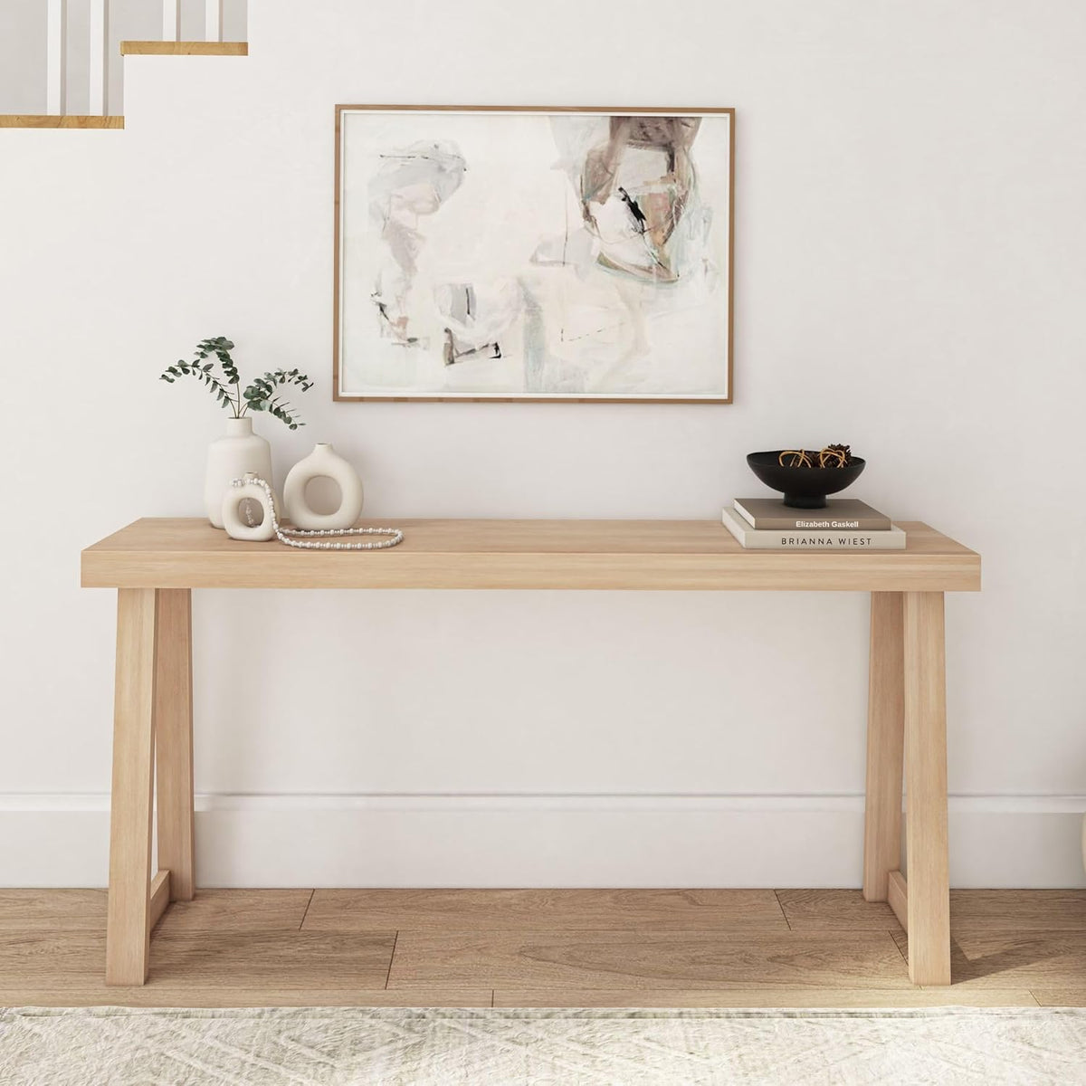 Plank+Beam Solid Wood Console Table, 66 Inch, Sofa Table, Narrow Entryway Table for Hallway, Behind