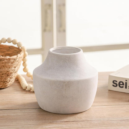 Mitt&Ditt Ceramic Flower Vase, 5.3 inch Off-White Farmhouse Rustic Vase, Handcrafted Weathered